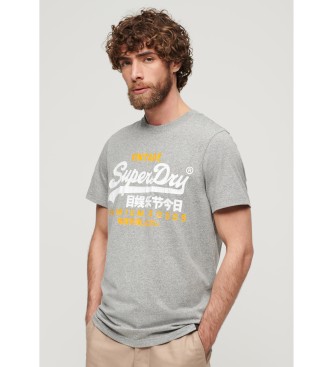 Superdry T-shirt vintage com logtipo cinzento em dois tons