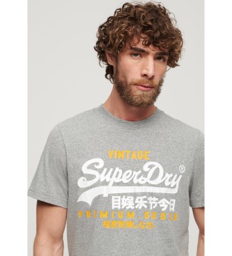 Superdry T-shirt vintage com logtipo cinzento em dois tons