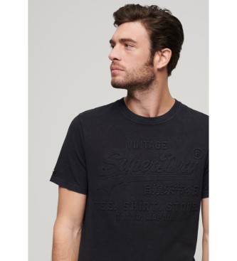 Superdry T-shirt vintage com logtipo preto em relevo