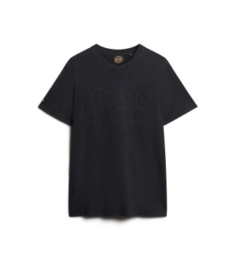 Superdry T-shirt vintage nera con logo in rilievo