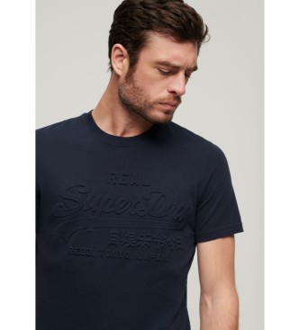 Superdry T-shirt vintage com logtipo em relevo em azul-marinho