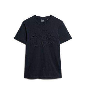 Superdry T-shirt vintage com logtipo em relevo em azul-marinho