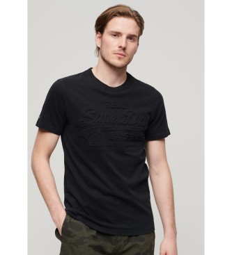 Superdry T-shirt vintage com logtipo em relevo em preto