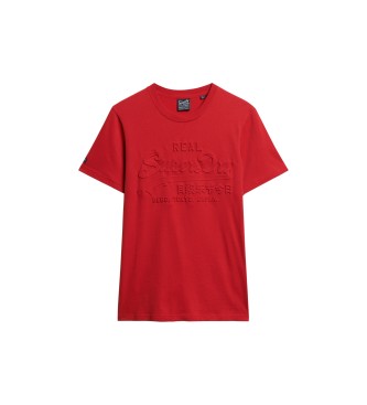 Superdry T-shirt vintage com logtipo vermelho em relevo
