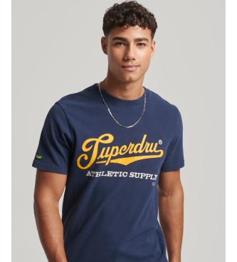 Superdry T-shirt blu navy con scritta vintage College