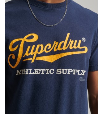 Superdry T-shirt blu navy con scritta vintage College