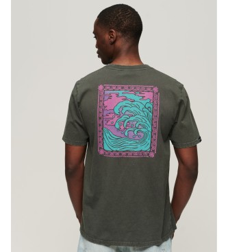 Superdry Vintage Tribal Surf T-shirt szary zielonkawo-szary