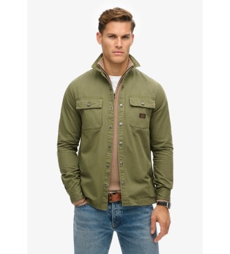 Superdry Workwear organic cotton canvas over shirt green