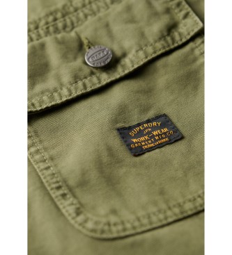 Superdry Workwear organic cotton canvas over shirt green