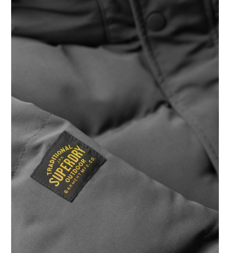 Superdry Everest siva oblazinjena jakna s kapuco in kapuco