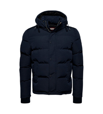 Superdry Everest navy quilted hooded jacket with hood