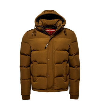 Superdry Everest quilted hooded jacket green