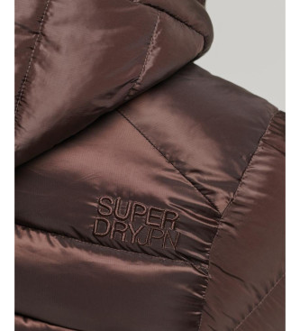 Superdry Brązowa pikowana kurtka Fuji z kapturem
