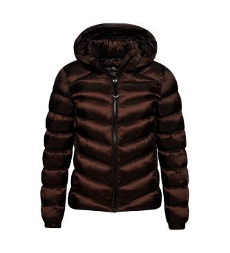 Superdry Fuji brown hooded quilted jacket with hood