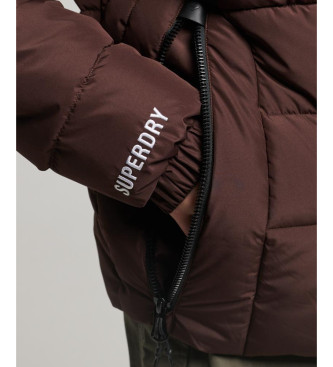 Superdry Spirit Sports brown quilted hooded jacket with hood