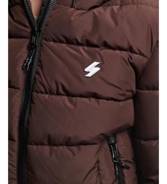 Superdry Spirit Sports rjava prešita jakna s kapuco in kapuco