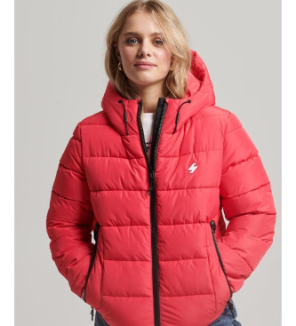 Superdry Spirit Sports Quiltad jacka med huva Rosa