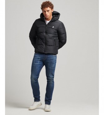 Superdry Sports Hooded Quilted Jacket black