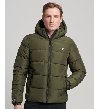 Superdry Quilted hooded jacket Sports green