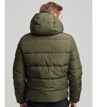 Superdry Quilted hooded jacket Sports green