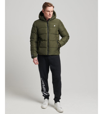 Superdry Quilted hooded jacket Sports green