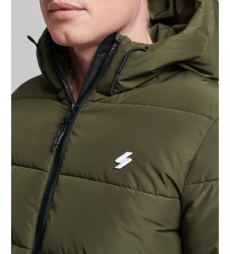 Superdry Quilted hooded jacket Sports green