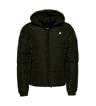 Superdry Quilted hooded jacket Sports green