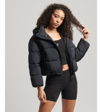 Superdry Krótka pikowana kurtka Cocoon czarna