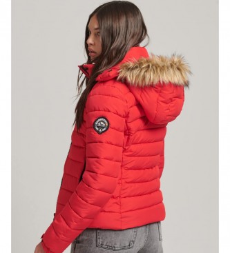 Superdry Short Hooded Quilted Jacket red