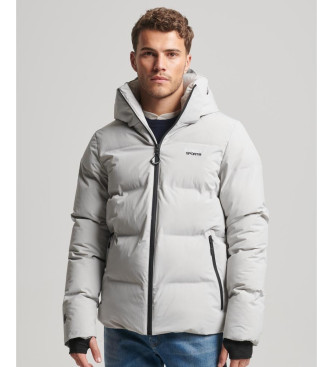 Superdry Square cut quilted jacket with grey hood