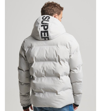 Superdry Veste matelasse  coupe carre avec capuche grise