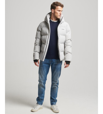 Superdry Veste matelasse  coupe carre avec capuche grise