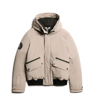 Superdry City beige quilted bomber jacket