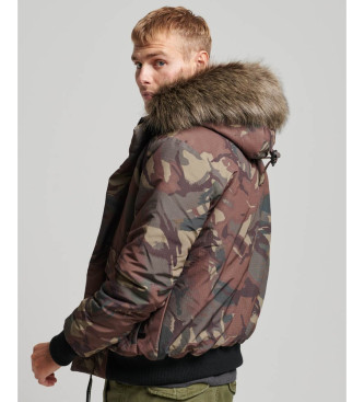 Superdry Everest camouflage quilted hooded bomber jacket