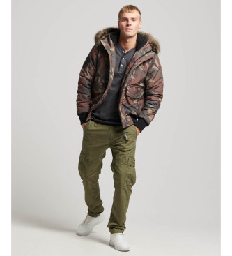 Superdry Casaco bomber com capuz acolchoado de camuflagem Everest com capuz