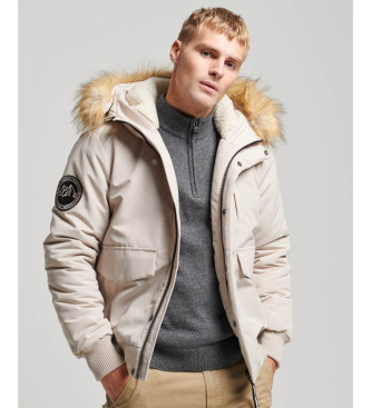 Superdry Everest grey hooded quilted bomber jacket with hood