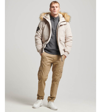 Superdry Veste bombardier  capuche Everest grise matelasse