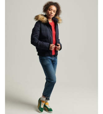 Superdry Giubbotto bomber imbottito con cappuccio Everest blu scuro