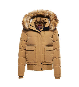 Superdry Veste bombardier matelasse  capuche Everest marron