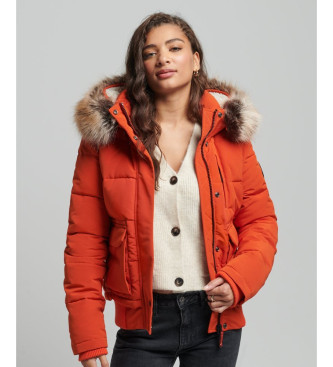 Superdry Veste bombardier matelasse  capuche Everest orange