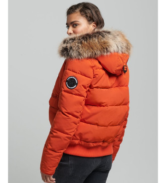 Superdry Veste bombardier matelasse  capuche Everest orange