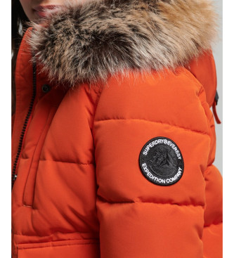 Superdry Everest orange quiltet bomberjakke med htte