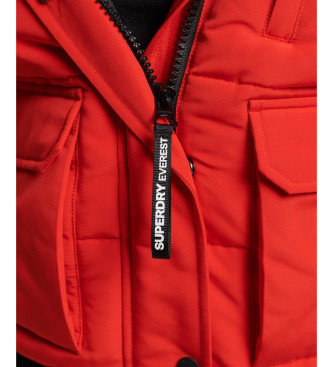 Superdry Everest pikowana kurtka bomberka z kapturem czerwona