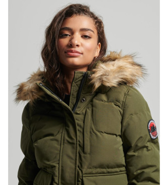 Superdry Everest green hooded quilted bomber jacket with hood