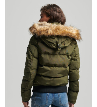 Superdry Veste bombardier matelasse  capuche verte Everest