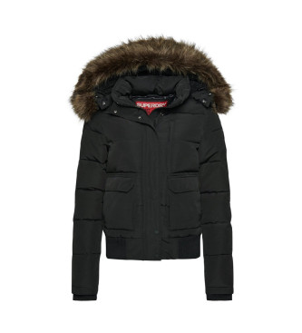 Superdry Everest quilted hooded bomber jacket with hood