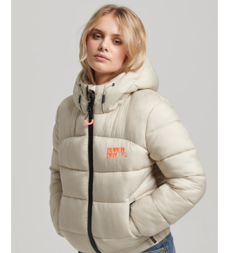 Superdry Sports beige quilted bomber jacket
