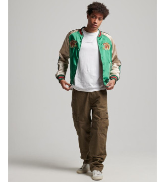 Superdry Sukajan embroidered bomber jacket green