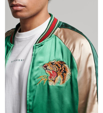 Superdry Sukajan embroidered bomber jacket green