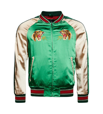 Superdry Sukajan embroidered bomber jacket green